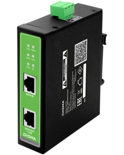 DNP30W48GDXM 10/100/1000BASE-T 30Вт 37-57В(DC). Инжектор PoE. Digma в Челябинске