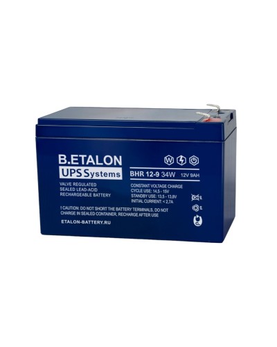B.ETALON BHR 12-9 34W. Аккумулятор герметичный свинцово-кислотный. ETALON в Челябинске