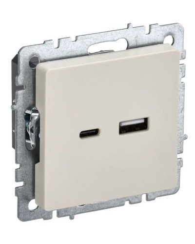 Розетка USB A+C 18Вт РЮ11-1-БрКр бежевый BRITE (BR-U22-018-K10). Розетка USB. IEK в Челябинске