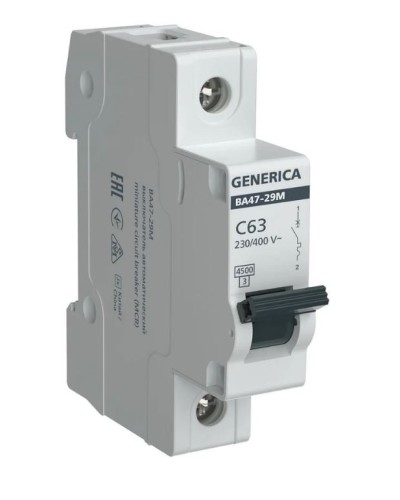 GENERICA ВА47-29М 1P C 63А 4,5кА (MVA21-1-063-C-G). Автоматический выключатель. IEK в Челябинске