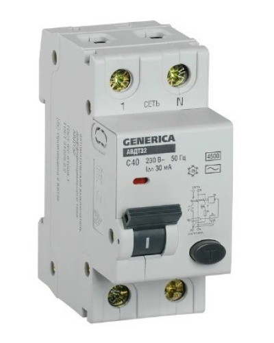 GENERICA АВДТ 32 C40 2Р 30мА (MAD25-5-040-C-30). Автоматический выключатель дифференциального тока. IEK в Челябинске
