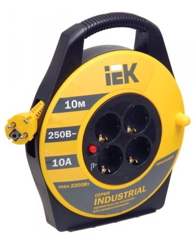 УК10 4 места, 10м (WKP15-16-04-10). Удлинитель на катушке Industrial. IEK в Челябинске