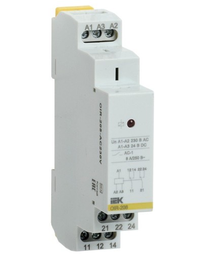 Реле промежуточное модульное OIR 2 контакта 8А 230В AC (OIR-208-AC230V). Реле промежуточное модульное. IEK в Челябинске