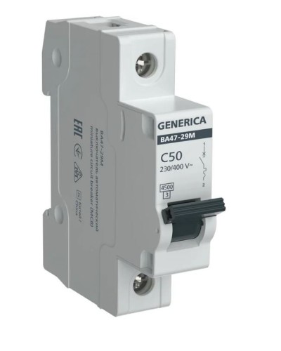 GENERICA ВА47-29М 1P C 50А 4,5кА (MVA21-1-050-C-G). Автоматический выключатель. IEK в Челябинске