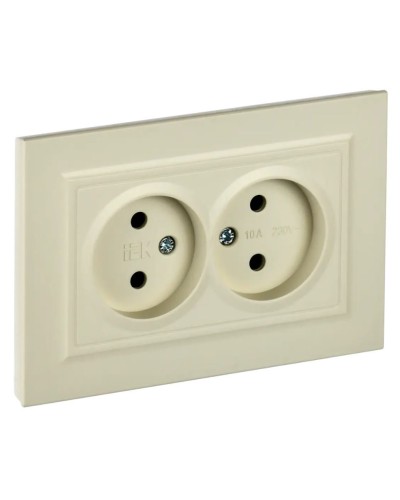 Розетка 2-местная без з/к РС12-2-БрКр бежевый BRITE (BR-R20-10-K10-F). Розетка без заземления без защитных шторок в сборе. IEK в Челябинске