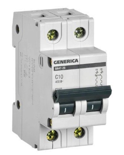 GENERICA ВА47-29 2P C 10А 4,5кА (MVA25-2-010-C). Автоматический выключатель. IEK в Челябинске