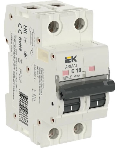 M06N 2P C 16А 6кА ARMAT (AR-M06N-2-C016). Автоматический выключатель. IEK в Челябинске