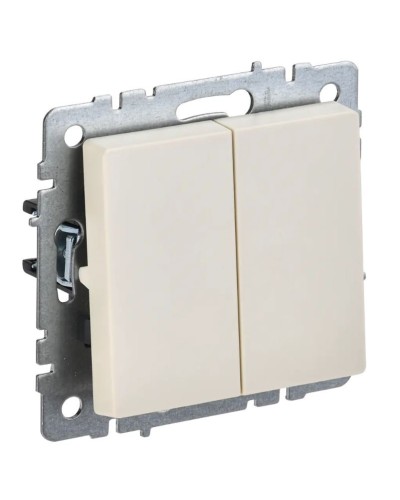 Выключатель 2-клавишный проходной ВС10-2-6-БрКр бежевый BRITE (BR-V22-0-10-K10). Выключатель. IEK в Челябинске