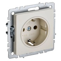 Розетка без з/к РС11-1-0-БрКр бежевый BRITE (BR-R11-16-K10). Розетка без заземления без защитных шторок. IEK