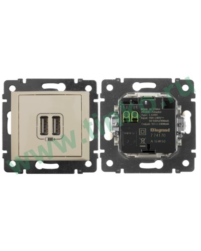 Розетка Valena двойная, USB, слоновая кость (774170). Розетка. LegranD в Челябинске