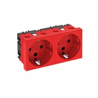STD-D0 SRO2, (6120028). Розетка 0° двойная 2х2К+З, со шторками, 16А 250В красная. OBO Bettermann