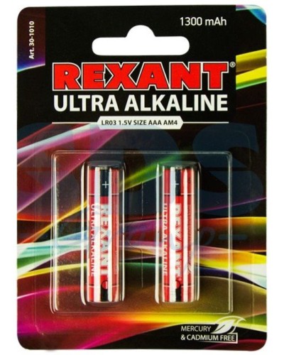 Ультра алкалиновая батарейка AAA/LR03 1,5 V 2 шт. блистер REXANT (30-1010). Элемент питания. Rexant в Челябинске