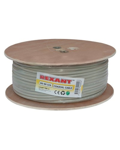 RG-8X, 50 Ом, CCS/Al/A, 75% (01-2021). Кабель коаксиальный радиочастотный. Rexant в Челябинске