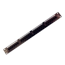 Коммутационная панель, 19", 1U, 24 порта RJ-45, категория 5e, UTP неэкранированная, черная Rexant (04-0021): Патч-панель 19"