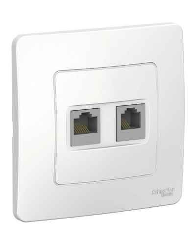 BLANCA розетка RJ45+RJ11 2-местная, кат. 5Е, скрытой установки, белый (BLNIS045111). Розетка компьютерная + телефонная. Systeme Electric в Челябинске