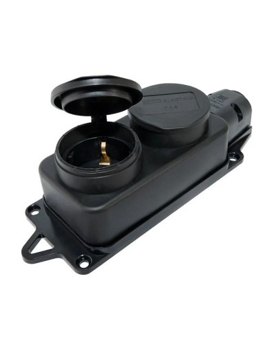 Розетка двухместная 2Р+РЕ 16А 250В IP44 (SQ0612-0010). Розетка двухместная с заглушками каучук. TDM ЕLECTRIC в Челябинске