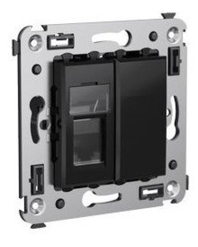 Розетка RJ-45 в стену Avanti одинарная черный квадрат (4402463). Розетка компьютерная. ДКС в Челябинске
