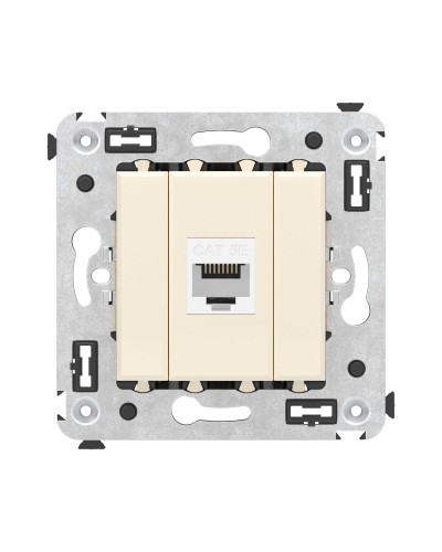 Розетка RJ-45 в стену, кат.5E, Avanti, одинарная, ванильная дымка (4405663). Розетка компьютерная. ДКС в Челябинске