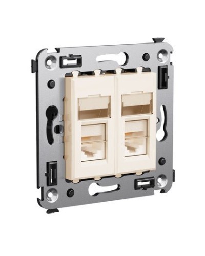 Розетка RJ-45 Avanti в стену двойная экранированная ванильная дымка (4405364). Розетка. ДКС в Челябинске