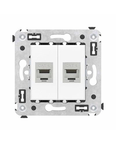 Розетка RJ-45 в стену, кат.6E, Avanti, двойная, белое облако (4400794). Розетка компьютерная модульная. ДКС в Челябинске