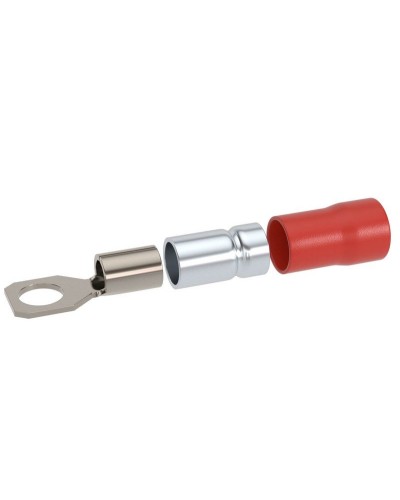 Наконечник НКИ 0,25-1,5 М4 (D4,3мм) с отверстием под винт (100 шт) (2A4P-DS-PVC). Наконечник с отверстием под винт и изолированным фланцем ПВХ, двойная гильза. ДКС в Челябинске
