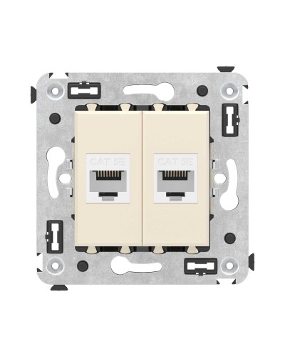 Розетка RJ-45 в стену, кат.5E, Avanti, двойная, ванильная дымка (4405664). Розетка компьютерная. ДКС в Челябинске