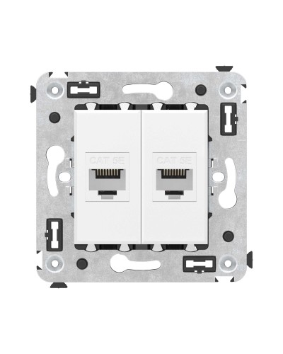 Розетка RJ-45 в стену, кат.5E, Avanti, двойная, белое облако (4400664). Розетка компьютерная. ДКС в Челябинске