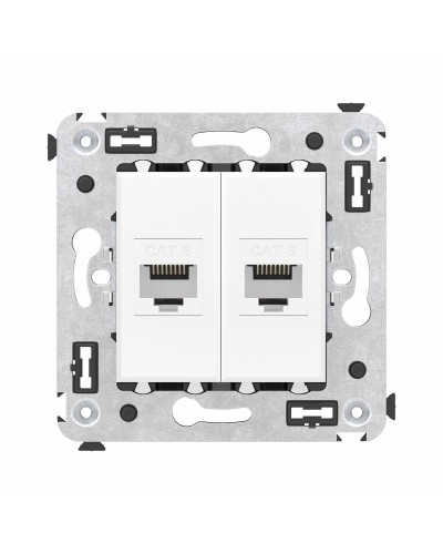 Розетка RJ-45 в стену, кат.6E, Avanti, двойная, белое облако (4400694). Розетка компьютерная. ДКС в Челябинске