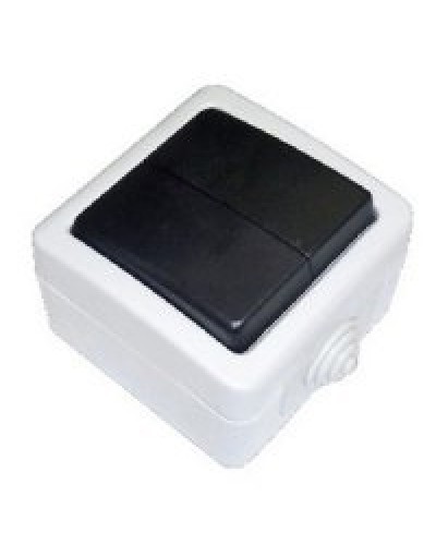 Переключатель двухклавишный 2-полюсный с 2 мест EF602SA, серый, LK Aqua (80006). Переключатель. Экопласт в Челябинске