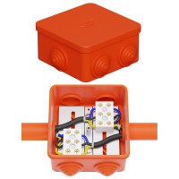 Коробка JBS080 85х85х50, 6 вых., 3P (0,15-2,5 мм²) (43001HF). Коробка монтажная, огнестойкая, без галогена. Экопласт