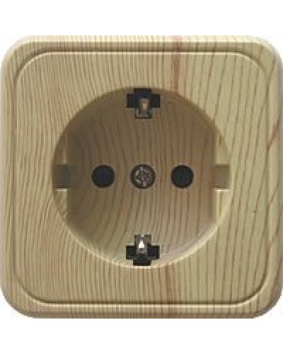 Розетка одинарная открытой установки с з/к, сосна, LK Standard (813225). Розетка с заземляющими контактами и защитными шторками. Экопласт в Челябинске