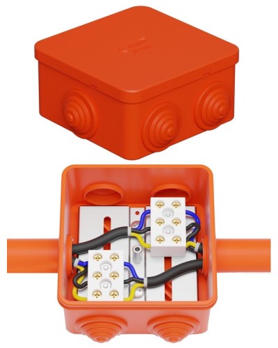 Коробка JBS080 85х85х50, 6 вых., 3P (0,15-4,0 мм²) (43101HF). Коробка монтажная, огнестойкая, без галогена. Экопласт в Челябинске
