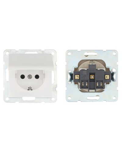 Розетка с з/к, шторками и крышкой, белый LK80 (843404-1). Розетка. Экопласт в Челябинске