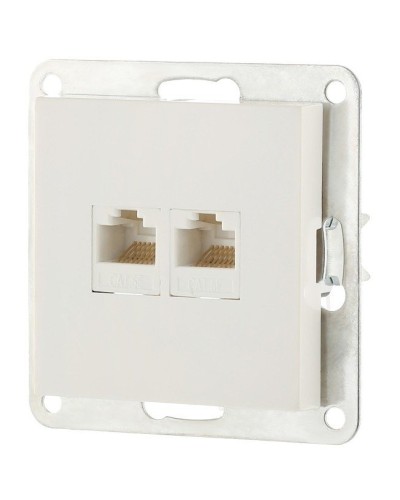 Розетка 2xRJ-45 кат.5е с накладкой, белый LK80 (846204-1). Розетка компьютерная двойная. Экопласт в Челябинске