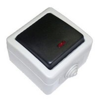 Переключатель одноклавишный с 2 мест с индикатором EF600SW, серый, LK Aqua (80005). Переключатель с индикатором. Экопласт