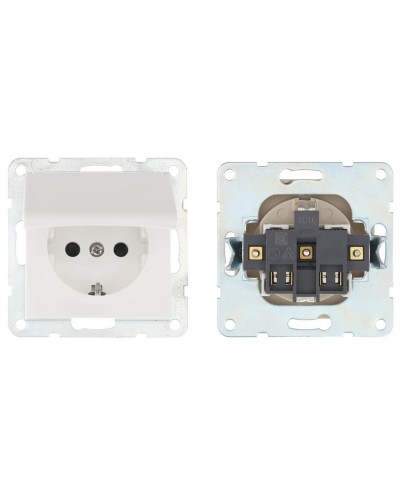 Розетка с з/к, шторками и крышкой, белый LK60 (863404-1). Розетка. Экопласт в Челябинске
