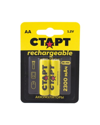 СТАРТ HR6 (AA, 2300 mah), упак. 2 шт. БЛИСТЕР. Перезаряжаемые аккумуляторы. СТАРТ в Челябинске