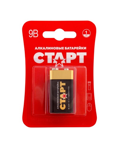 СТАРТ 6LR61-BL1 (9 В, Крона,  6LR61), БЛИСТЕР. Алкалиновая батарейка. СТАРТ в Челябинске